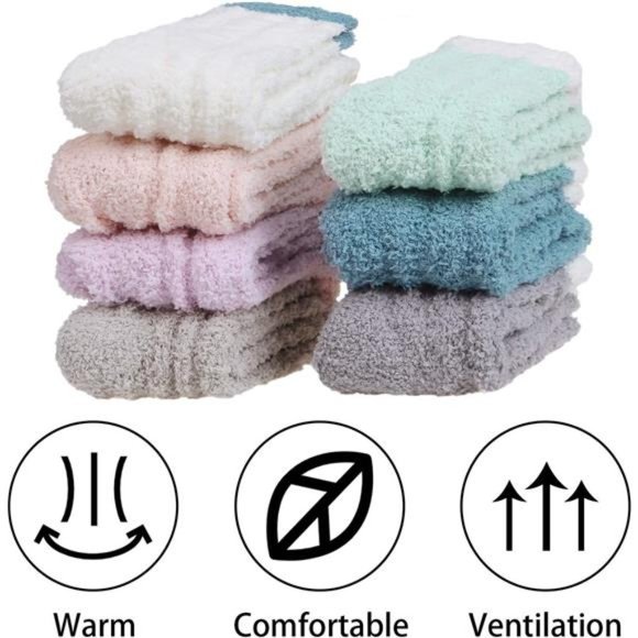 6-7 Pairs Womens Winter Fuzzy Socks Cozy Fluffy Socks Warm Fuzzy Christmas Socks - Picture 2 of 7